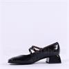 Wonders Fleur 2 Strap Low Heel Mary Jane - Black Patent